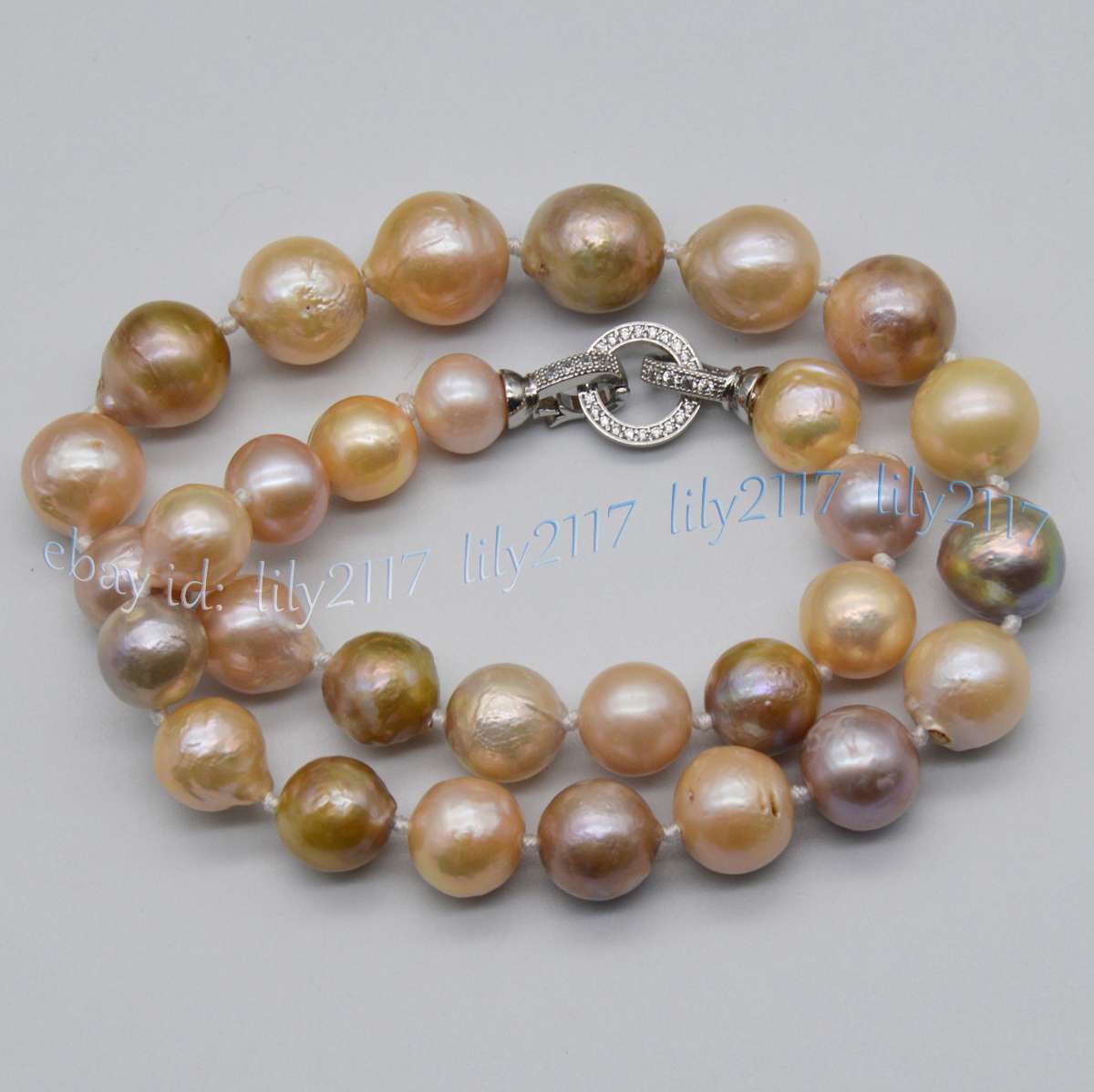12-14mm Rare Natural Multicolor Baroque Keshi Edison Pearl Necklace 14-48”