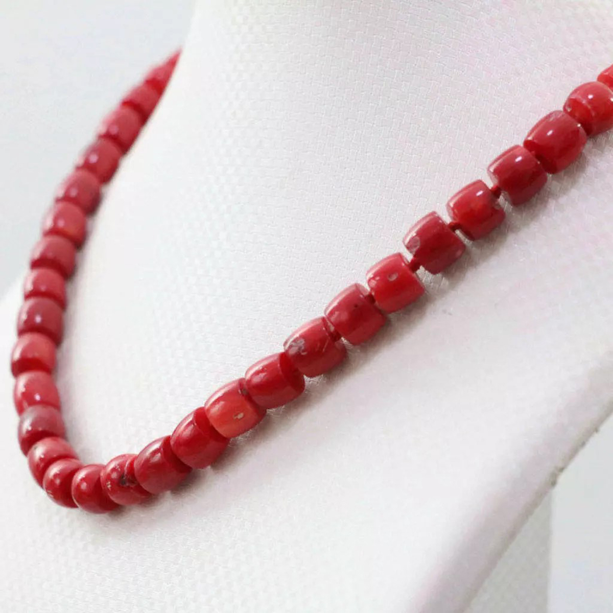 Natural Stone Red Coral 8-10mm Irregular Cylindrical Beads Necklace 14-48 inches - Picture 5 of 17
