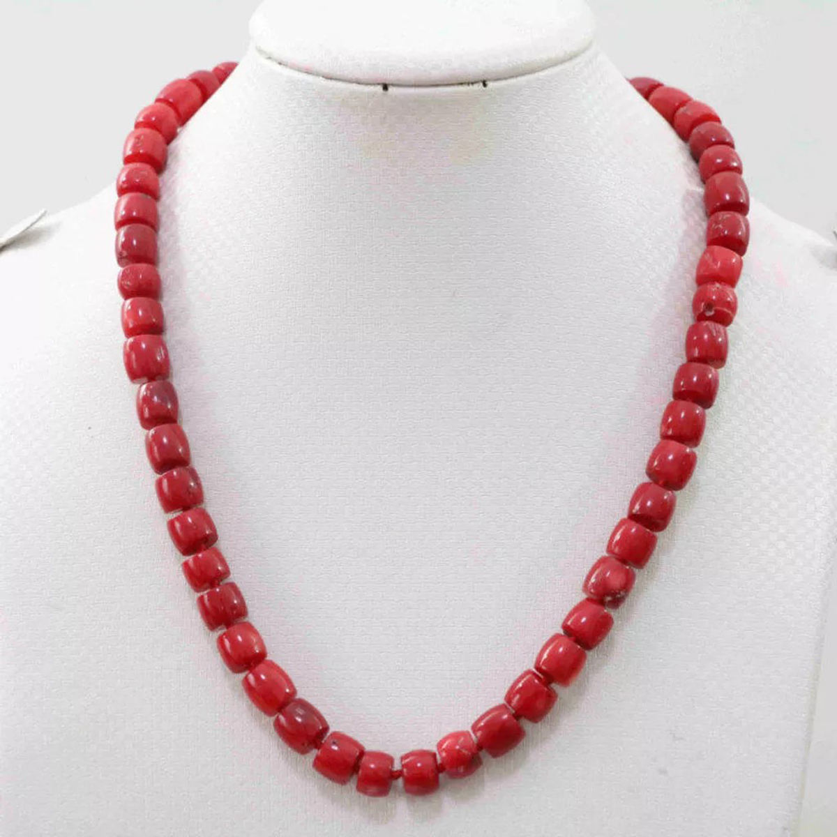 Natural Stone Red Coral 8-10mm Irregular Cylindrical Beads Necklace 14-48 inches - Picture 7 of 17