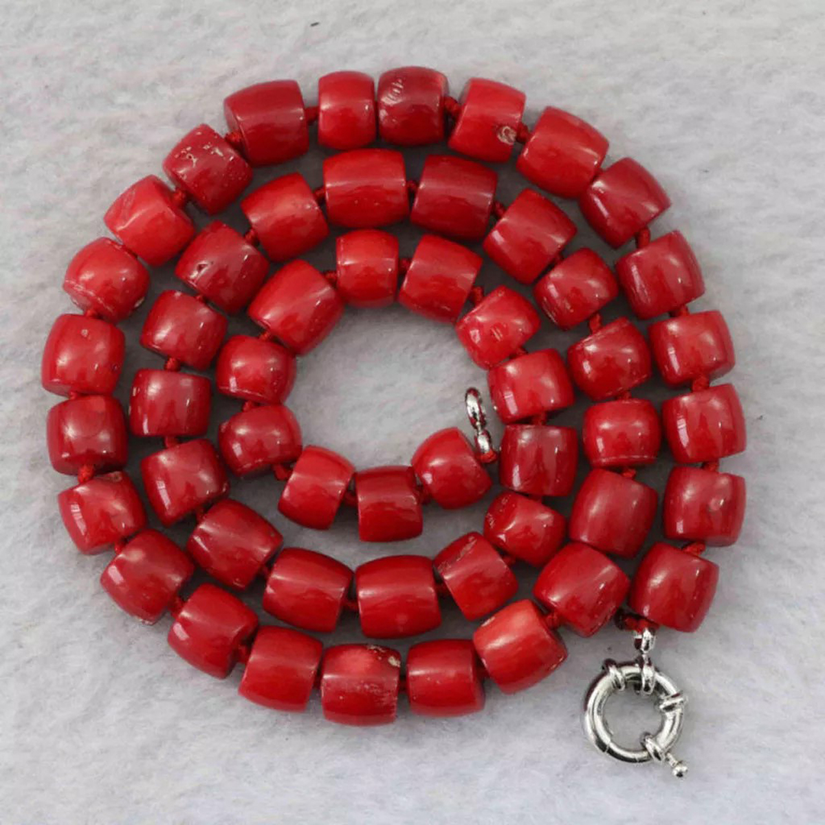 Natural Stone Red Coral 8-10mm Irregular Cylindrical Beads Necklace 14-48 inches - Picture 13 of 17