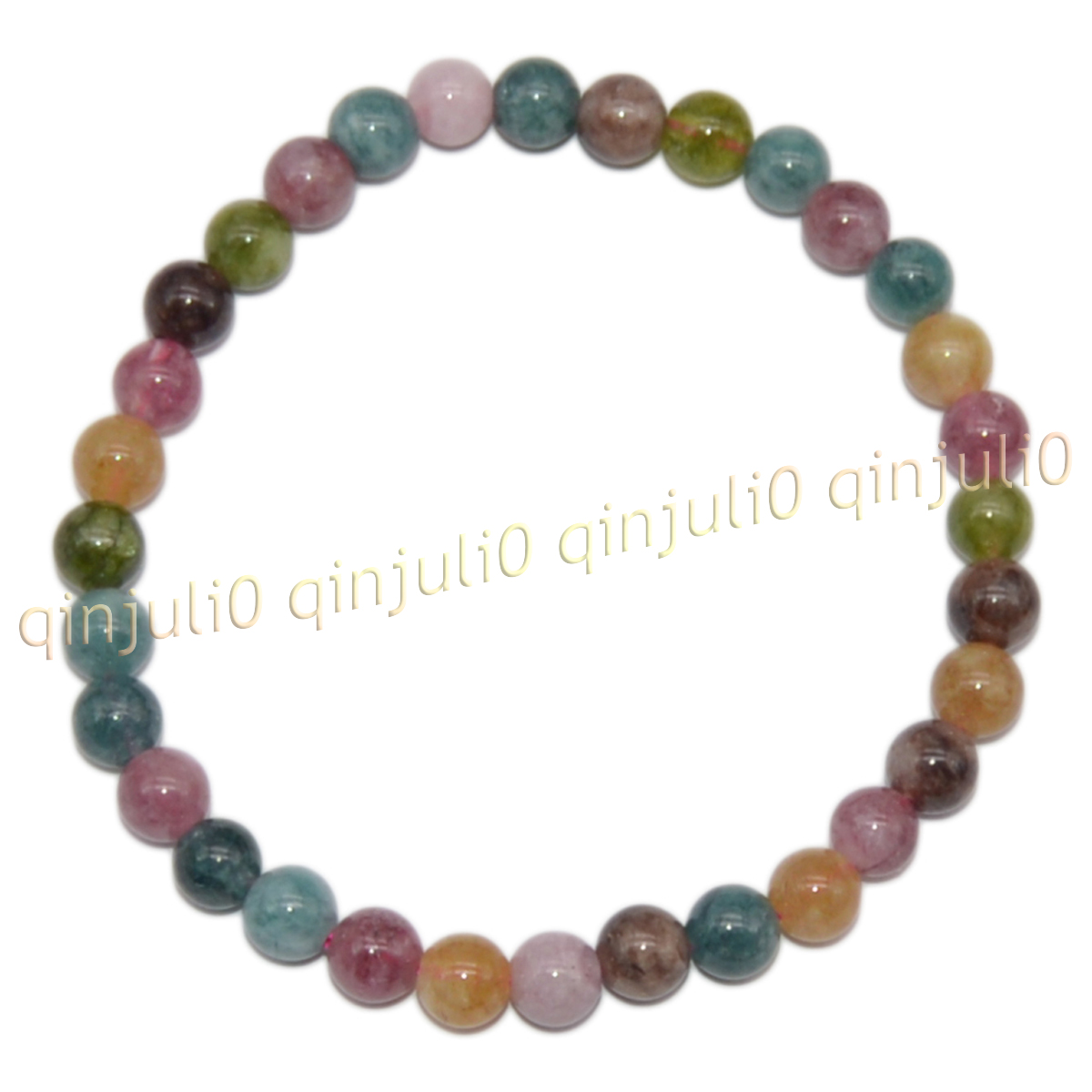 Natural Multicolor Tourmaline Round Gemstone Beads Elastic Bracelet 8'' 6/8/10mm