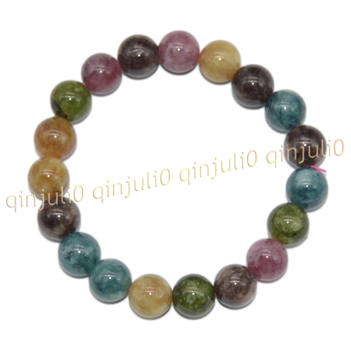 Natural Multicolor Tourmaline Round Gemstone Beads Elastic Bracelet 8'' 6/8/10mm