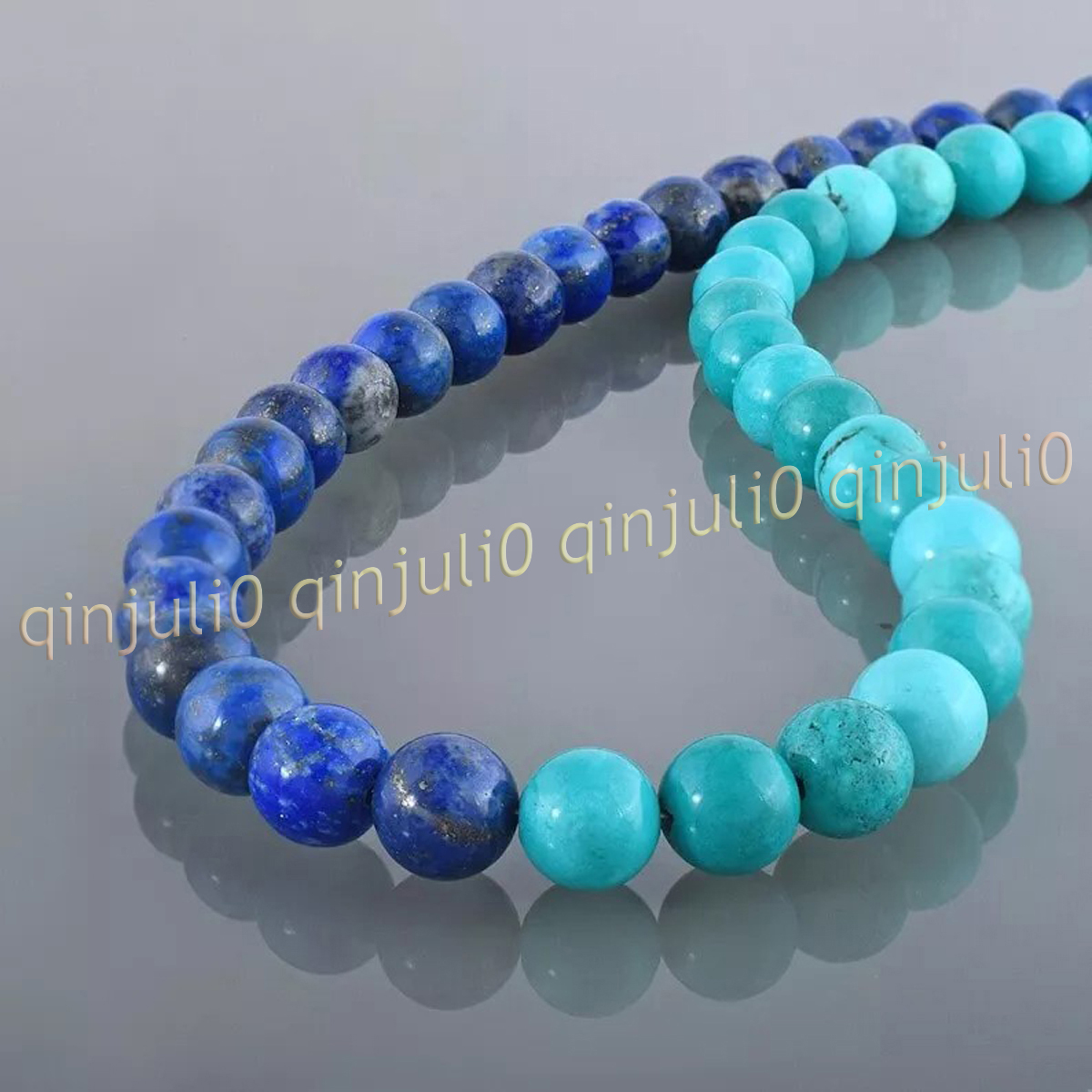 Collana perle tonde pietre preziose lapislazzuli turchese naturale 14-100 pollici 6-12 mm - Foto 7 di 10