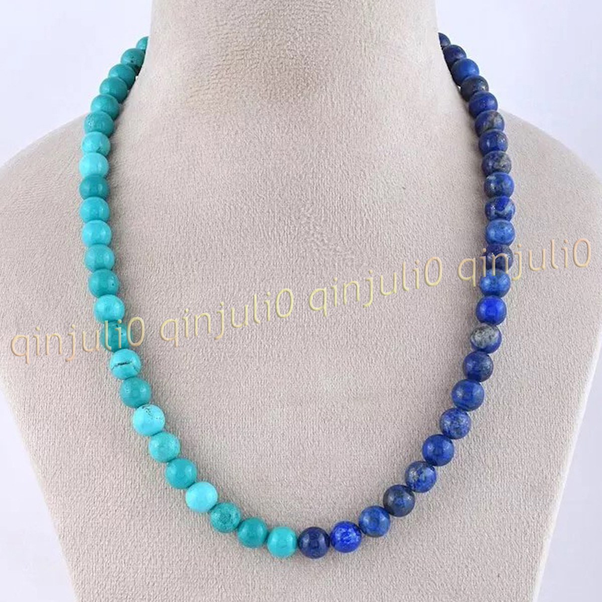 Collana perle tonde pietre preziose lapislazzuli turchese naturale 14-100 pollici 6-12 mm - Foto 8 di 10