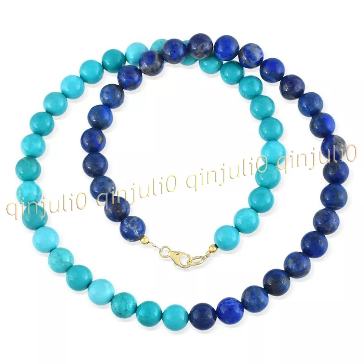 Collana perle tonde pietre preziose lapislazzuli turchese naturale 14-100 pollici 6-12 mm - Foto 9 di 10