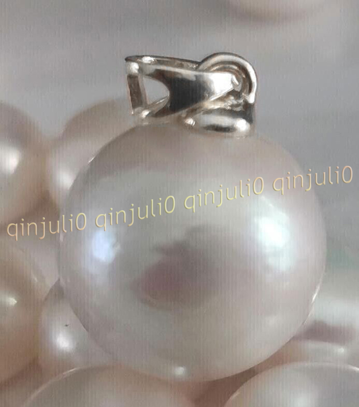 Gorgeous 8-13mm Genuine Natural Round South Sea White Pearl Pendant 14K Gold