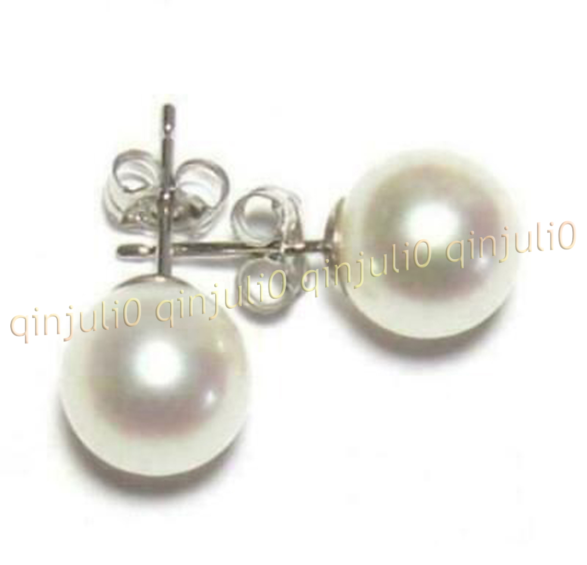 Perfect Round Genuine Natural White South Sea Pearl Stud Earrings 14K White Gold