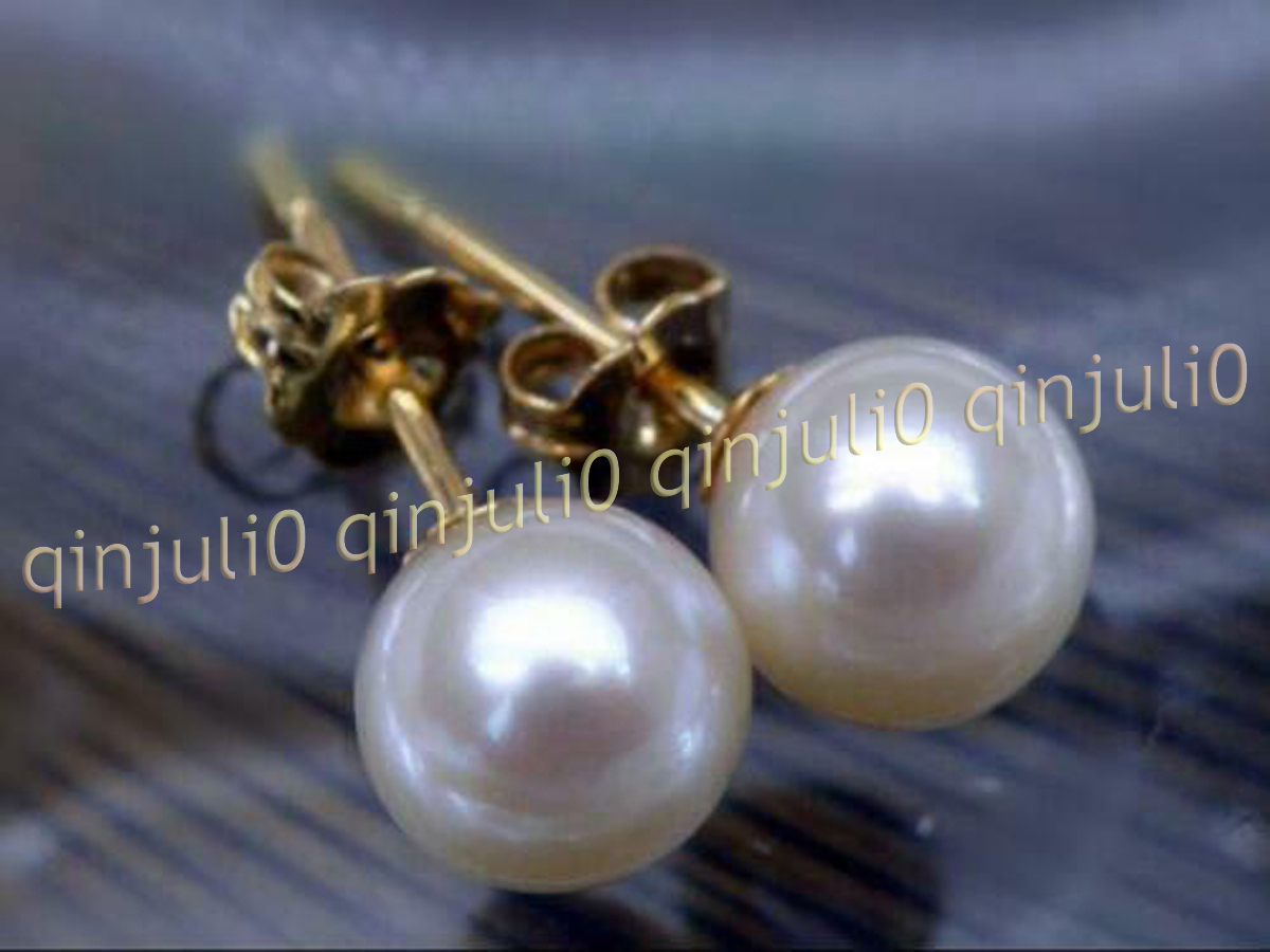 Perfect Round Genuine Natural White South Sea Pearl Stud Earring 14K Yellow Gold - Picture 11 of 16