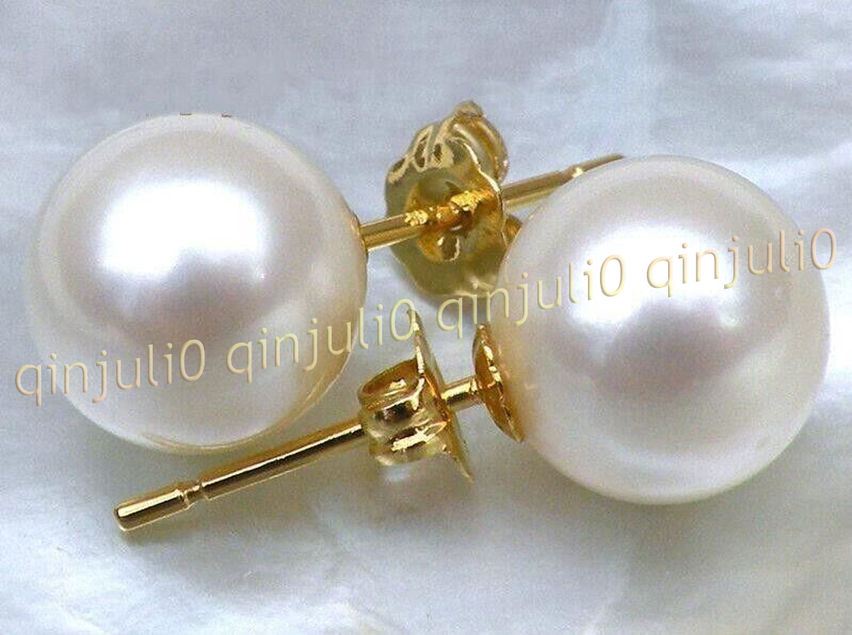 Perfect Round Genuine Natural White South Sea Pearl Stud Earring 14K Yellow Gold - Picture 14 of 16