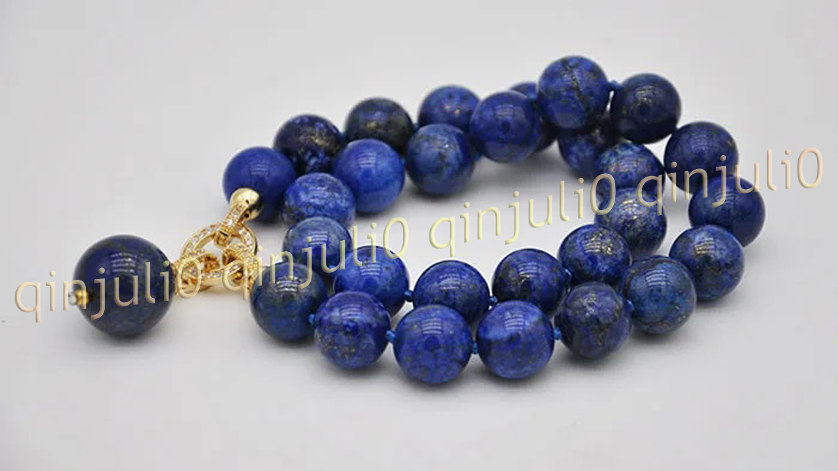 Natural Blue Lapis Lazuli Round Gemstone Beads Pendant Necklace 6/8/10/12/14mm - Picture 4 of 8