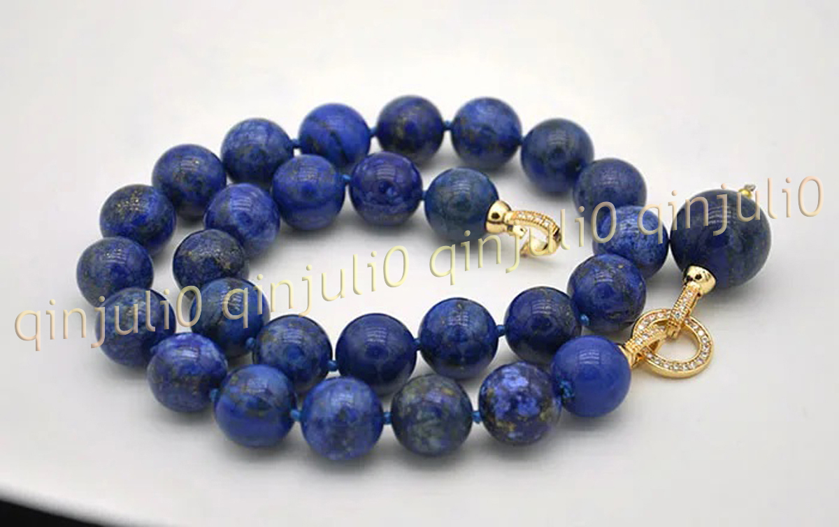 Natural Blue Lapis Lazuli Round Gemstone Beads Pendant Necklace 6/8/10/12/14mm - Picture 5 of 8