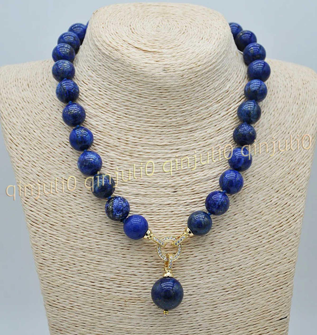 Natural Blue Lapis Lazuli Round Gemstone Beads Pendant Necklace 6/8/10/12/14mm - Picture 8 of 8