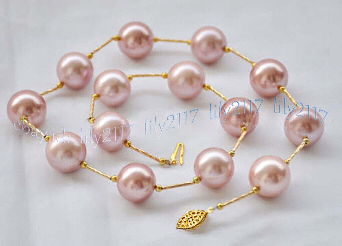 8/10/12/14mm Pink Purple South Sea Shell Pearl Round Beads Necklace 14-48 inches - Picture 8 of 10