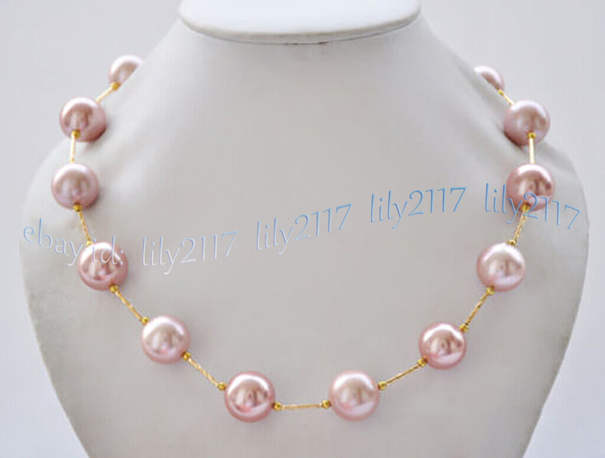 8/10/12/14mm Pink Purple South Sea Shell Pearl Round Beads Necklace 14-48 inches - Picture 9 of 10