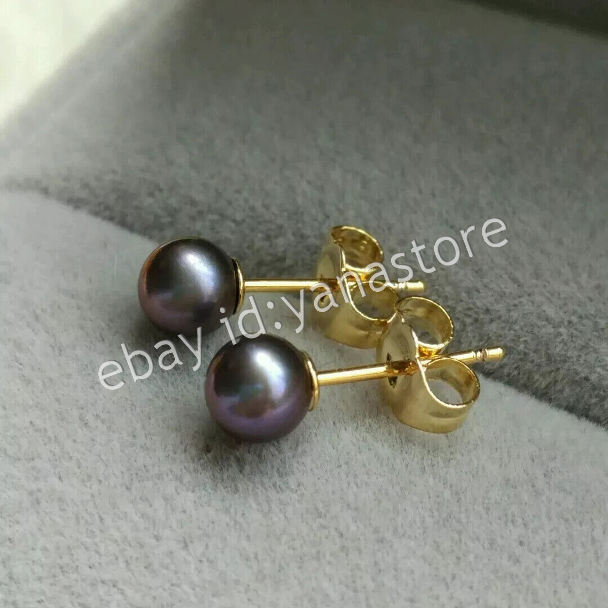 Perfekt Echter Natürlich Rund Schwarz Südsee Perle Ohrstecker 14K Gelbgold - Bild 7 von 12