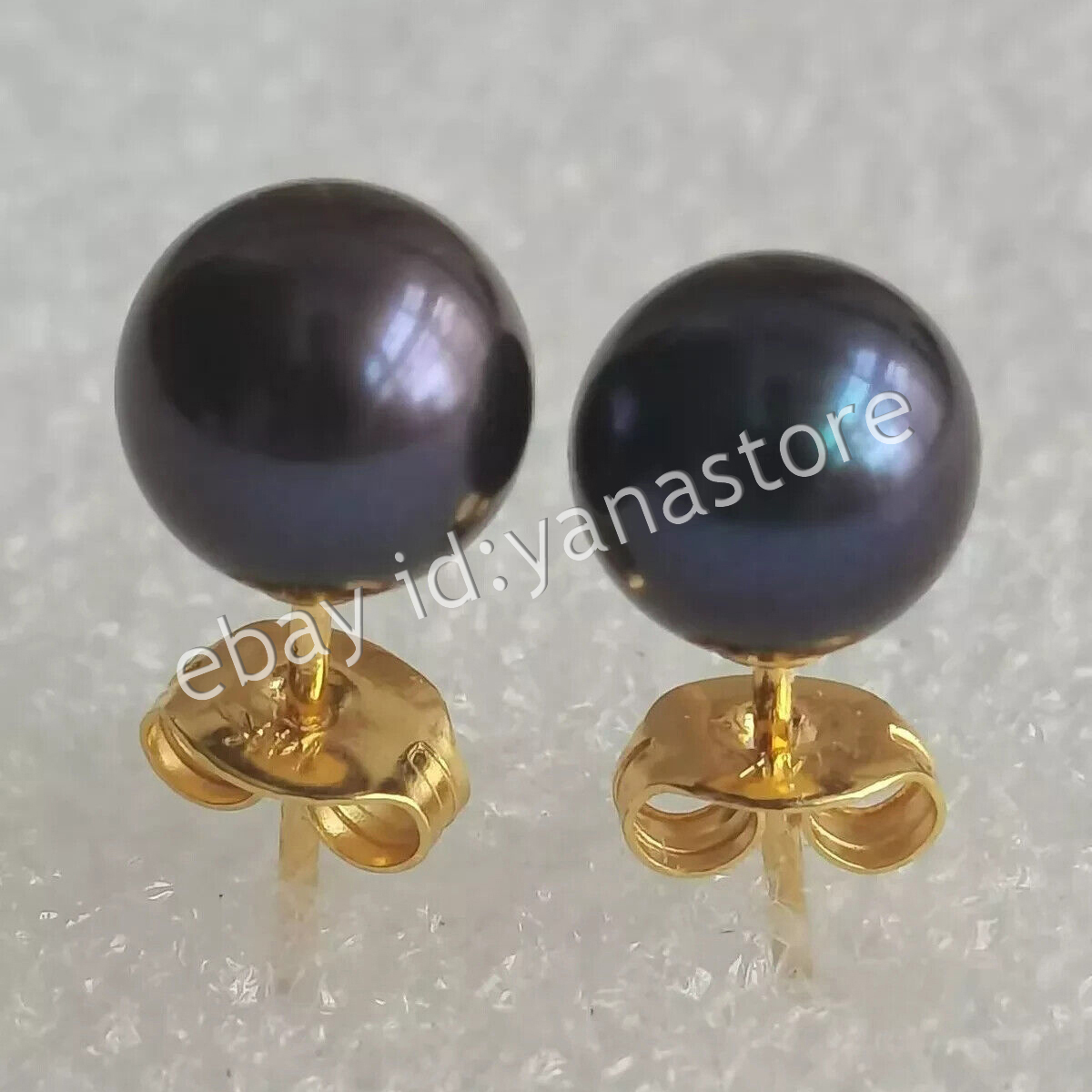 Perfekt Echter Natürlich Rund Schwarz Südsee Perle Ohrstecker 14K Gelbgold - Bild 10 von 12