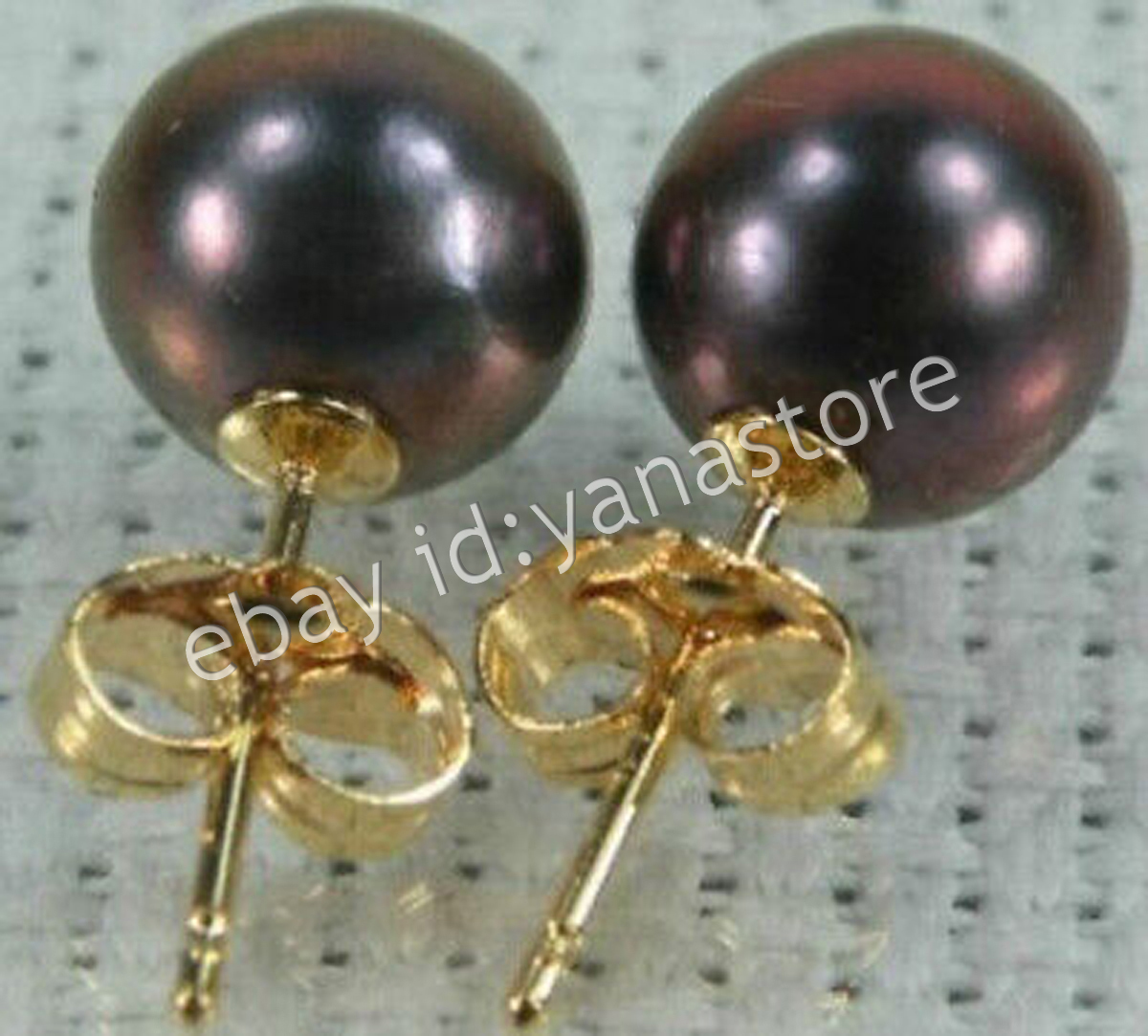 Perfekt Echter Natürlich Rund Schwarz Südsee Perle Ohrstecker 14K Gelbgold - Bild 12 von 12