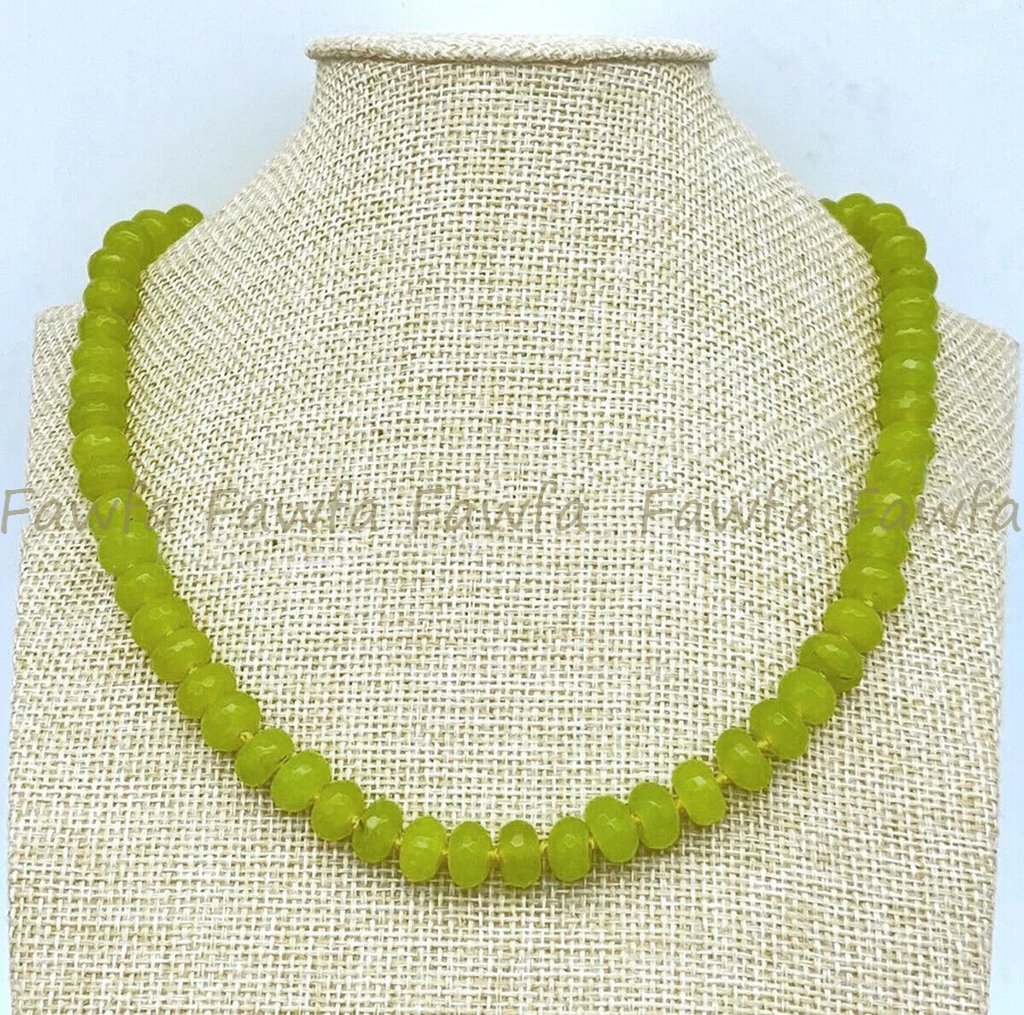 Faceted 5x8mm Natural Green Peridot Rondelle Gemstone Beads Necklaces 14-48'' - Picture 9 of 15