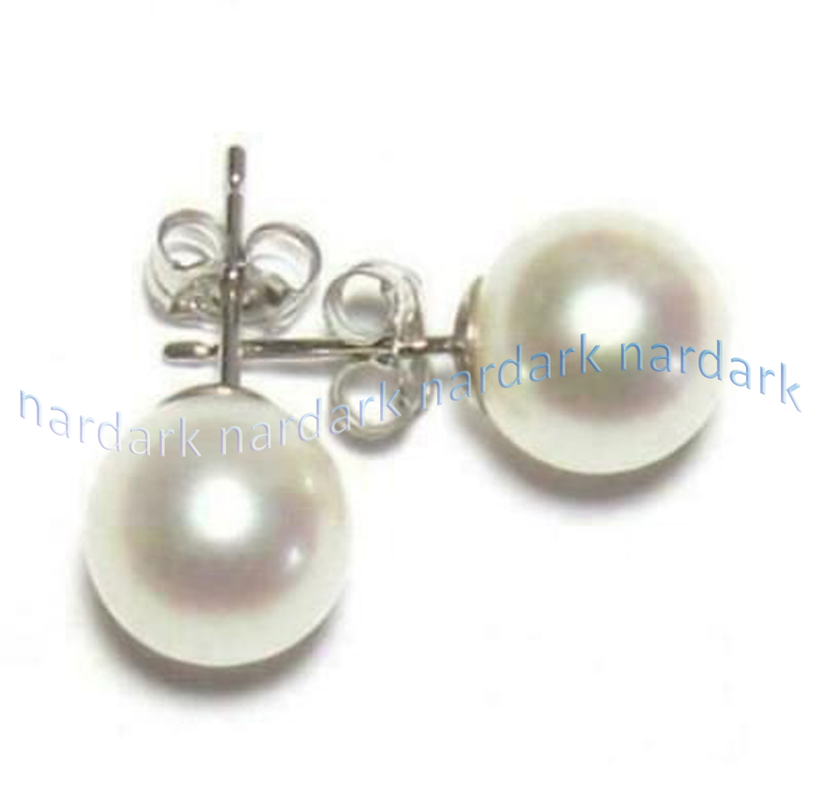 Perfect Round Real Natural White South Sea Pearl Stud Earrings 14K White Gold - Picture 6 of 11