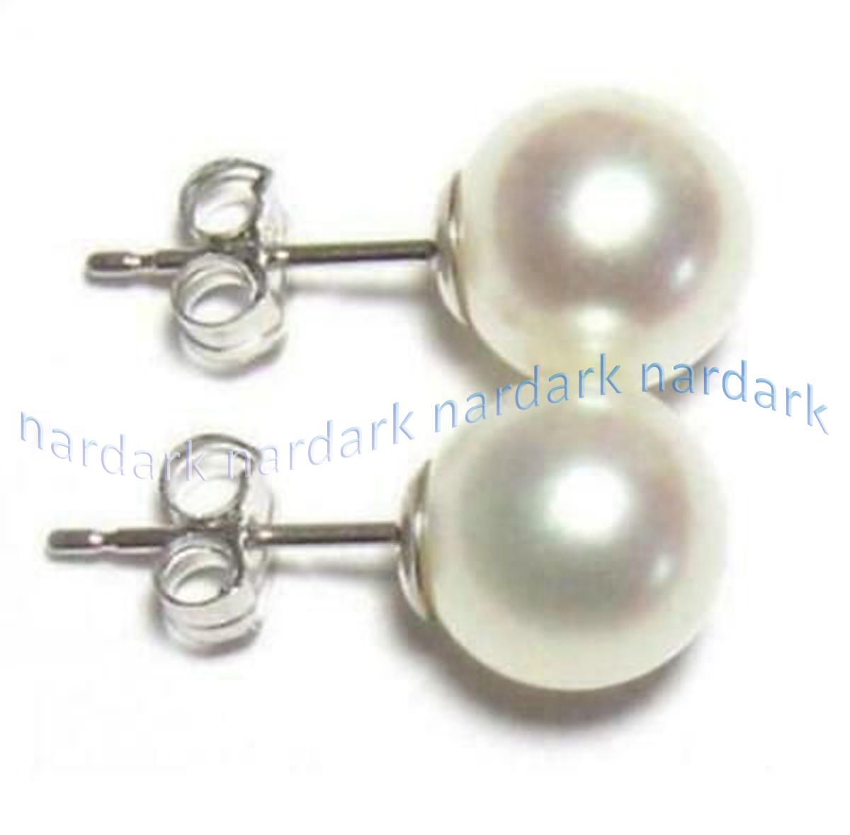 Perfect Round Real Natural White South Sea Pearl Stud Earrings 14K White Gold - Picture 8 of 11
