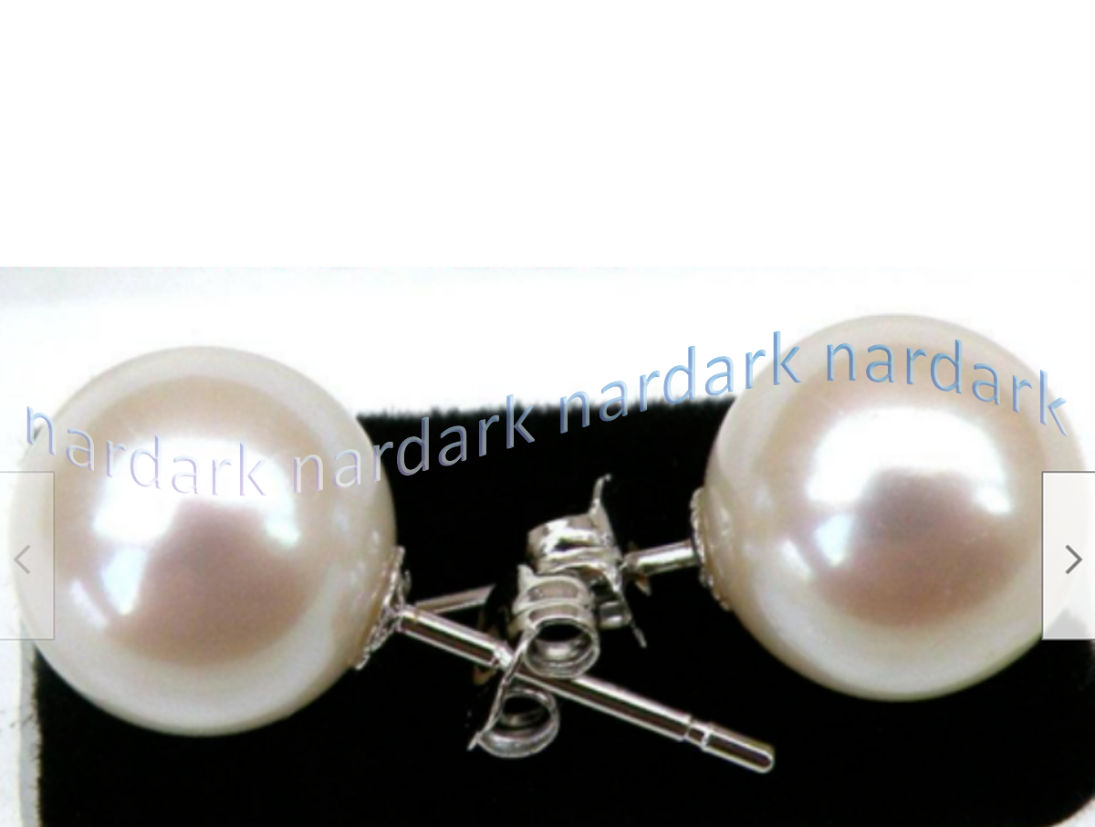 Perfect Round Real Natural White South Sea Pearl Stud Earrings 14K White Gold - Picture 9 of 11