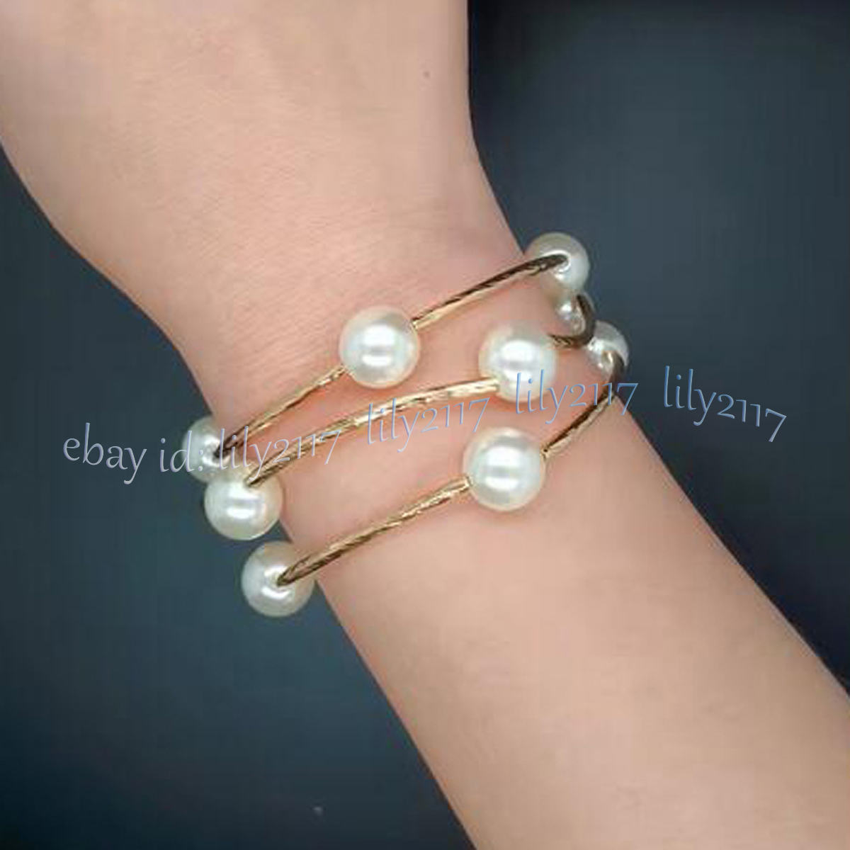 3 Reihen Weiß Südsee Muschel Perle Rund Perlen Armband 8 Zoll 8/10/12/14/16 mm - Bild 7 von 11
