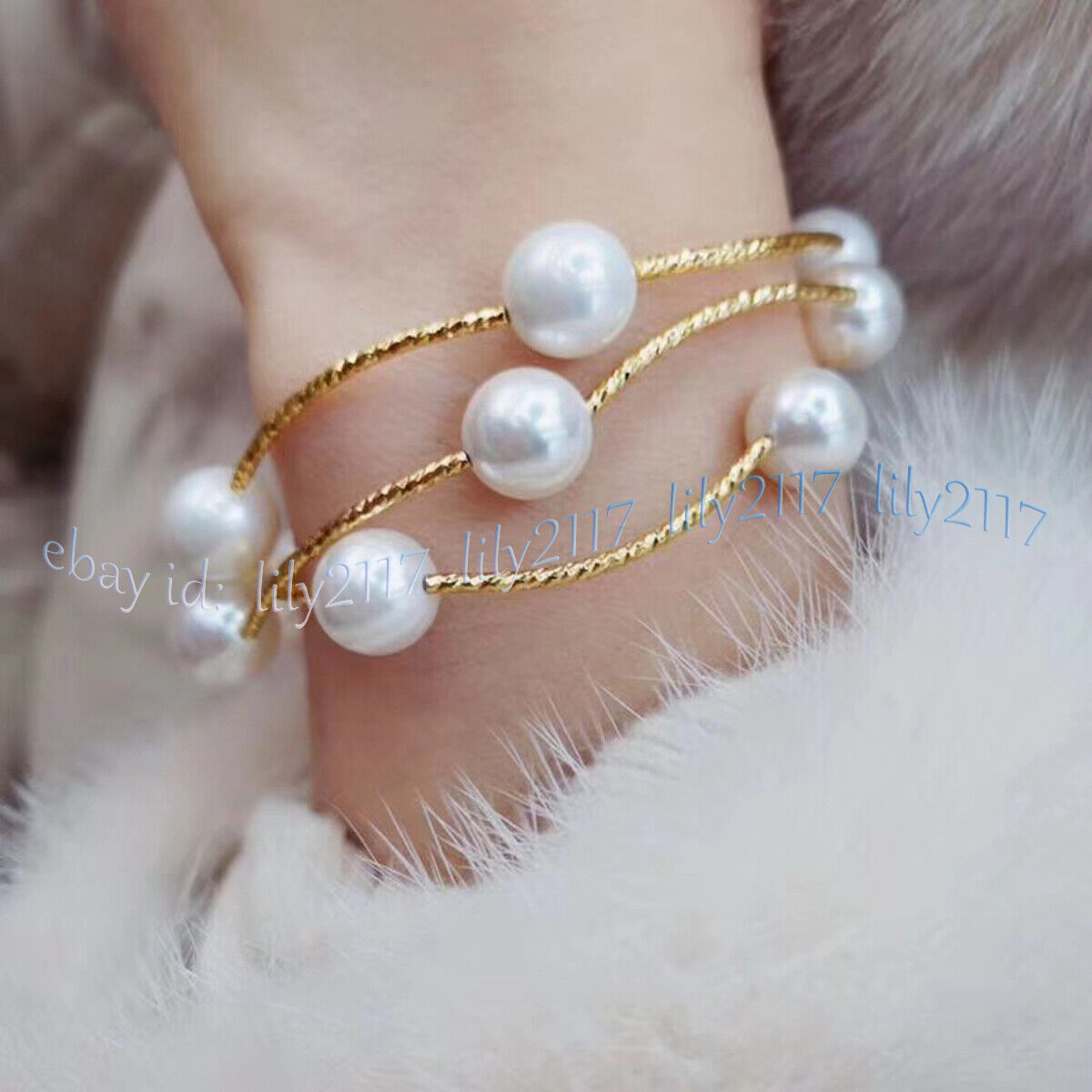 3 Reihen Weiß Südsee Muschel Perle Rund Perlen Armband 8 Zoll 8/10/12/14/16 mm - Bild 9 von 11