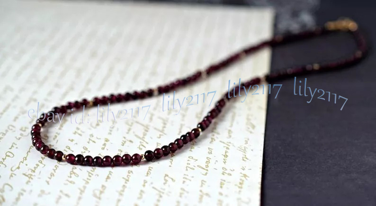 A+ 3 mm Echter Granat Natürlicher Roter Granat Edelstein Runde Perlen Halskette 14-48 Zoll - Bild 7 von 17