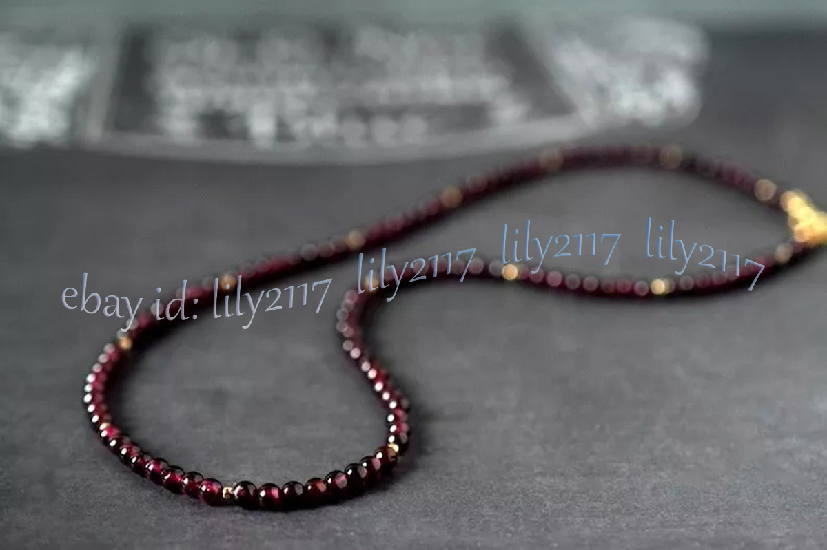 A+ 3 mm Echter Granat Natürlicher Roter Granat Edelstein Runde Perlen Halskette 14-48 Zoll - Bild 8 von 17