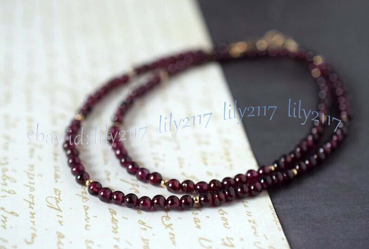 A+ 3 mm Echter Granat Natürlicher Roter Granat Edelstein Runde Perlen Halskette 14-48 Zoll - Bild 16 von 17