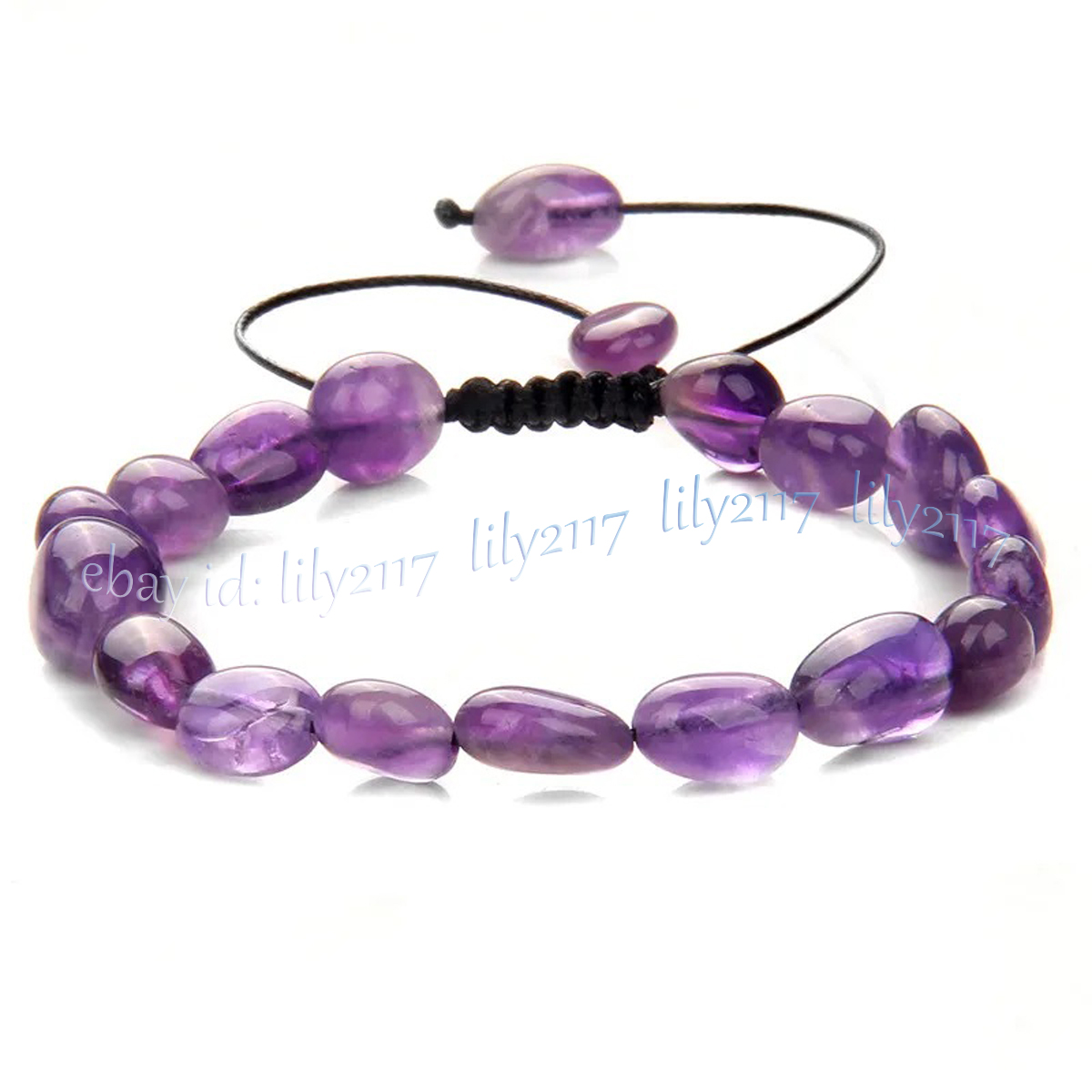8-10mm Natural Multicolor Gemstone Irrgular Freeform Bead Braided Bracelet 7.5”