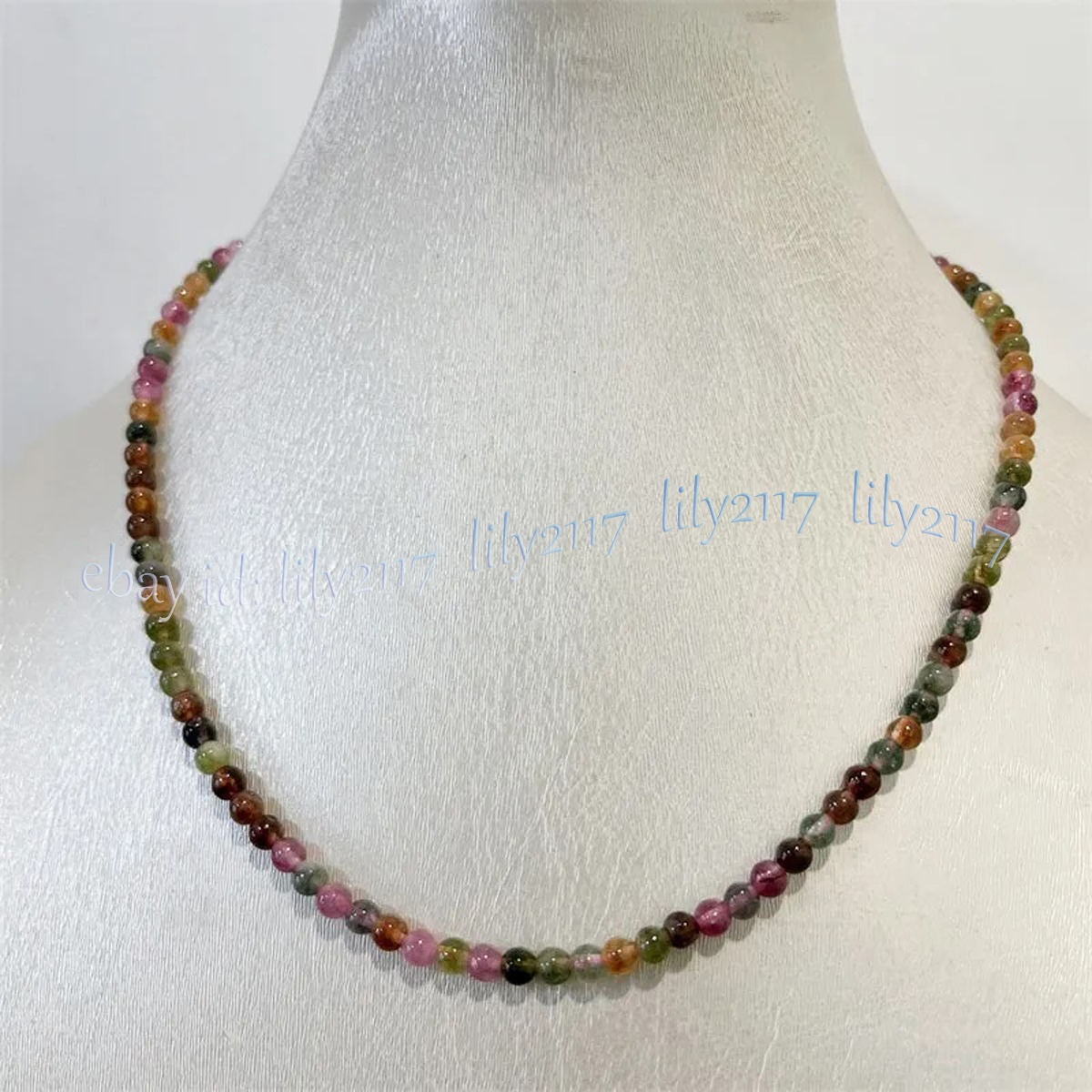 Small 4mm Natural Colorful Tourmaline Round Gemstone Beads Necklace 14-28 inch - Picture 10 of 14
