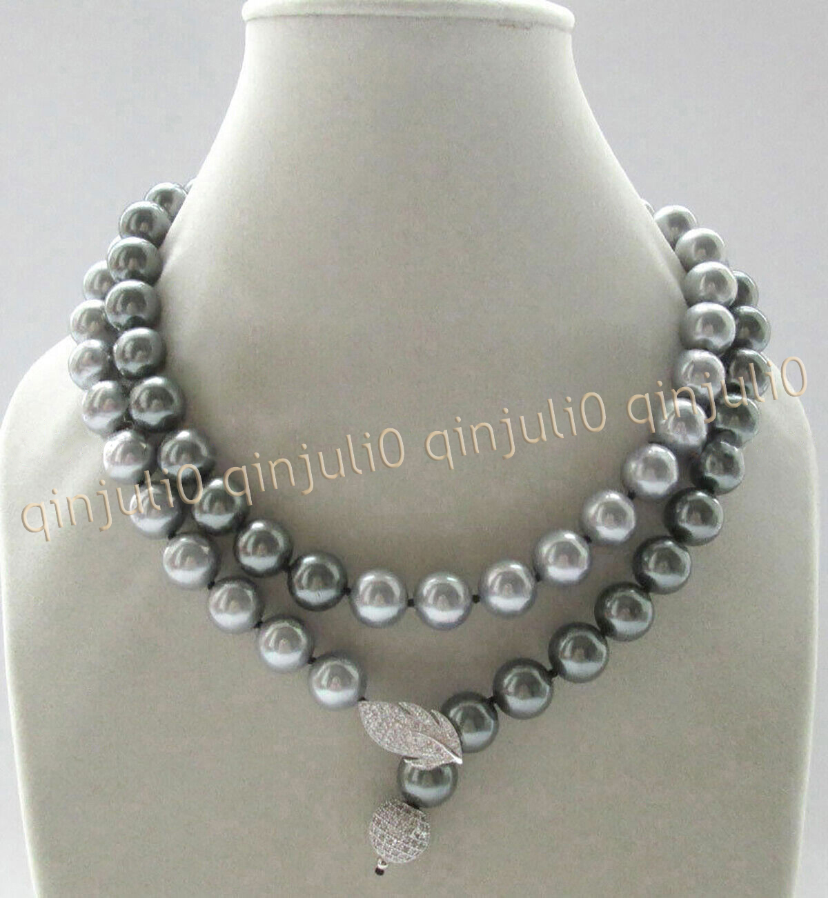 Silver Grey South Sea Shell Pearl Round Beads Necklace 14-72'' 8/10/12/14mm - Picture 9 of 10