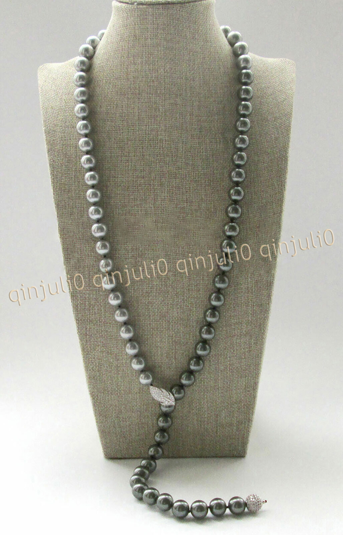 Silver Grey South Sea Shell Pearl Round Beads Necklace 14-72'' 8/10/12/14mm - Picture 7 of 10