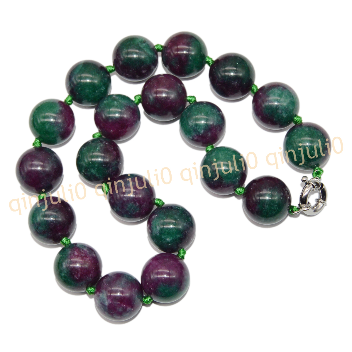Huge 20mm Natural Green Red Zoisite Gemstone Round Beads Necklace 16-36 inches