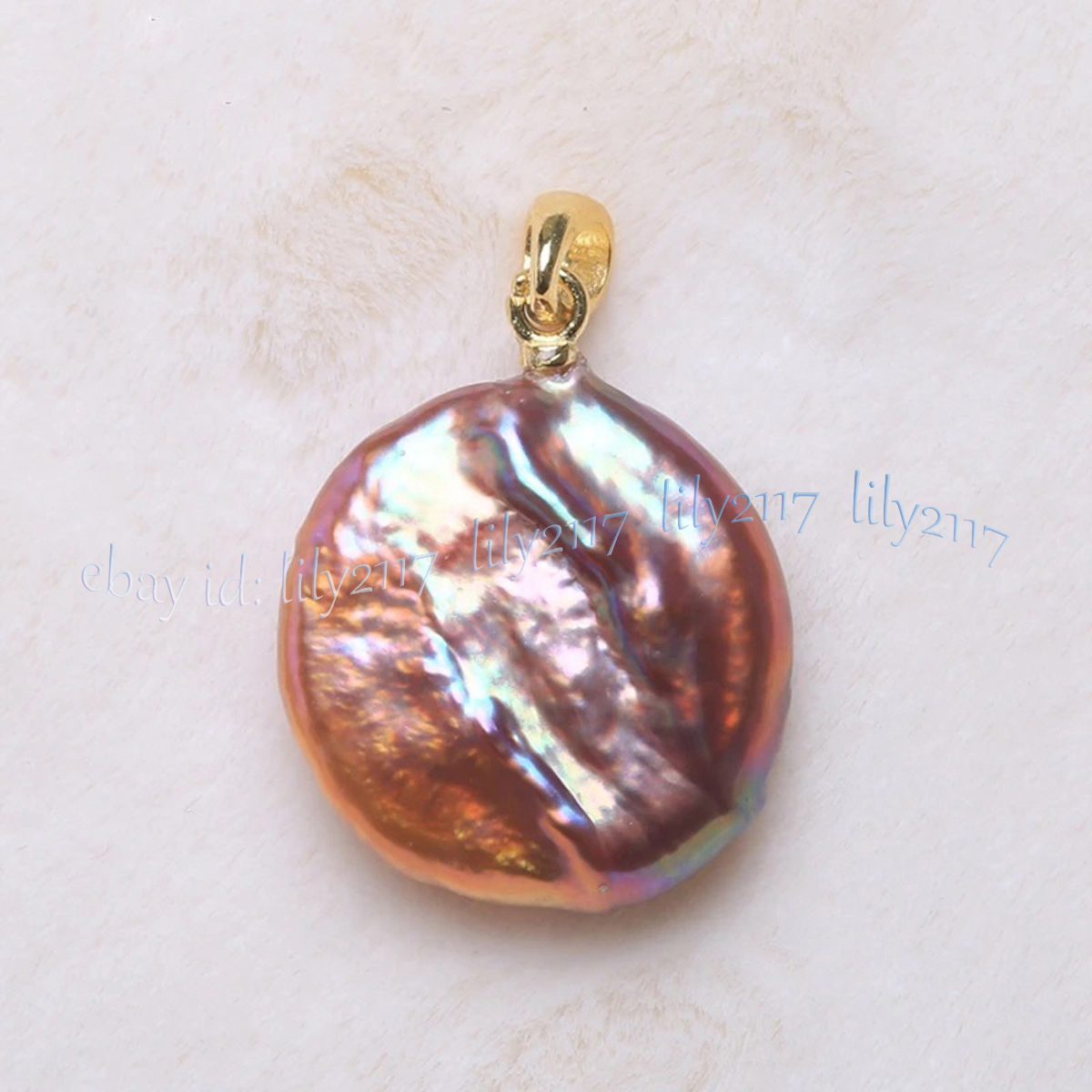 Colgante de perlas barrocas de agua dulce púrpura rosa perla natural de 16-17 mm oro de 14 k - Imagen 11 de 18