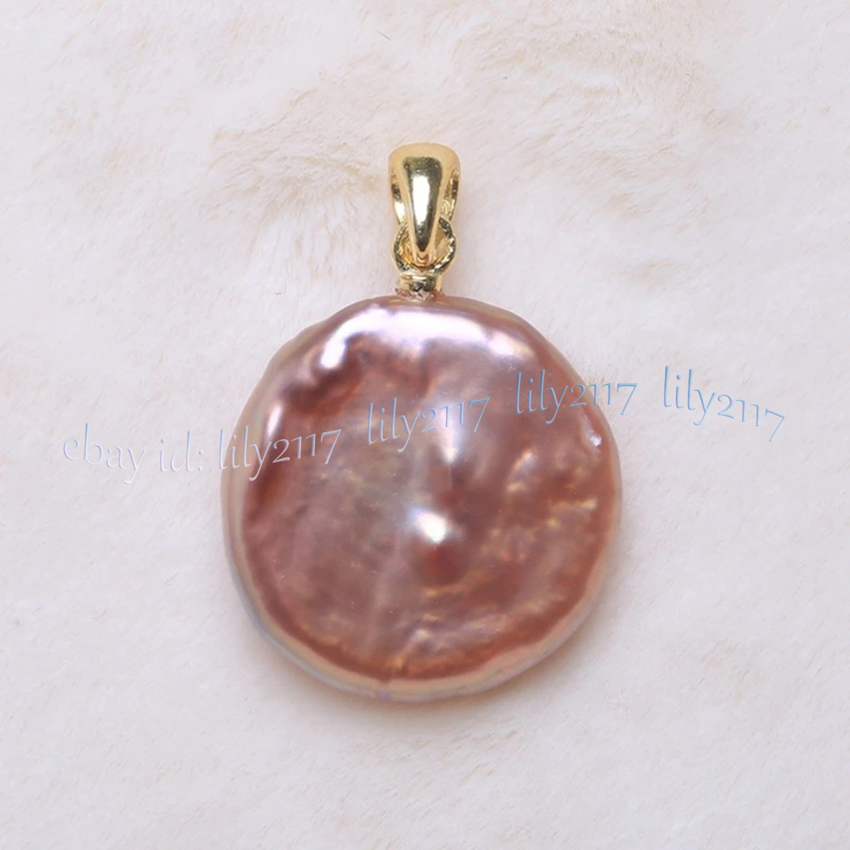 Colgante de perlas barrocas de agua dulce púrpura rosa perla natural de 16-17 mm oro de 14 k - Imagen 13 de 18