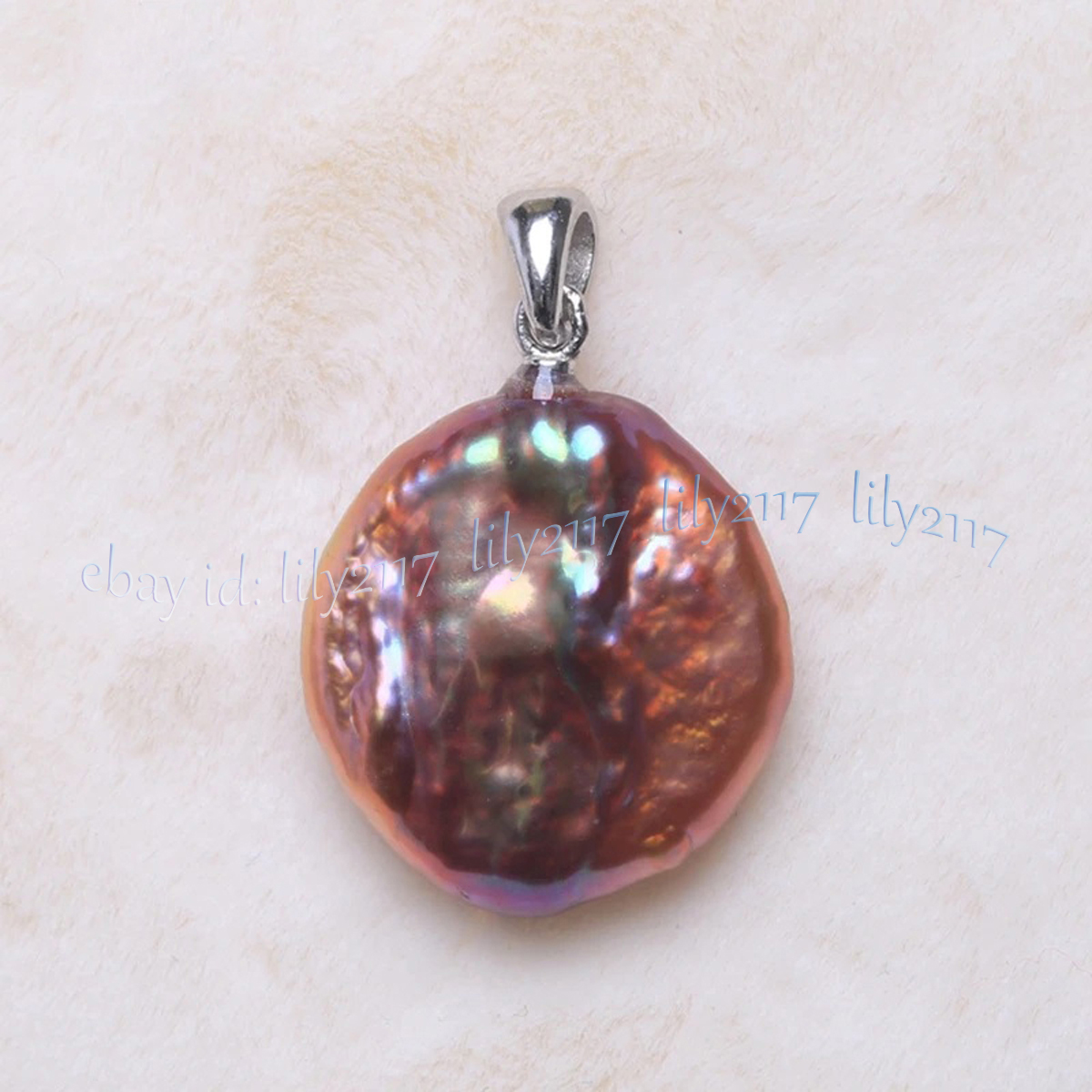 Colgante de perlas barrocas de agua dulce púrpura rosa perla natural de 16-17 mm oro de 14 k - Imagen 15 de 18