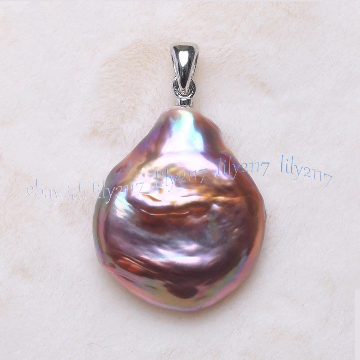 Colgante de perlas barrocas de agua dulce púrpura rosa perla natural de 16-17 mm oro de 14 k - Imagen 16 de 18