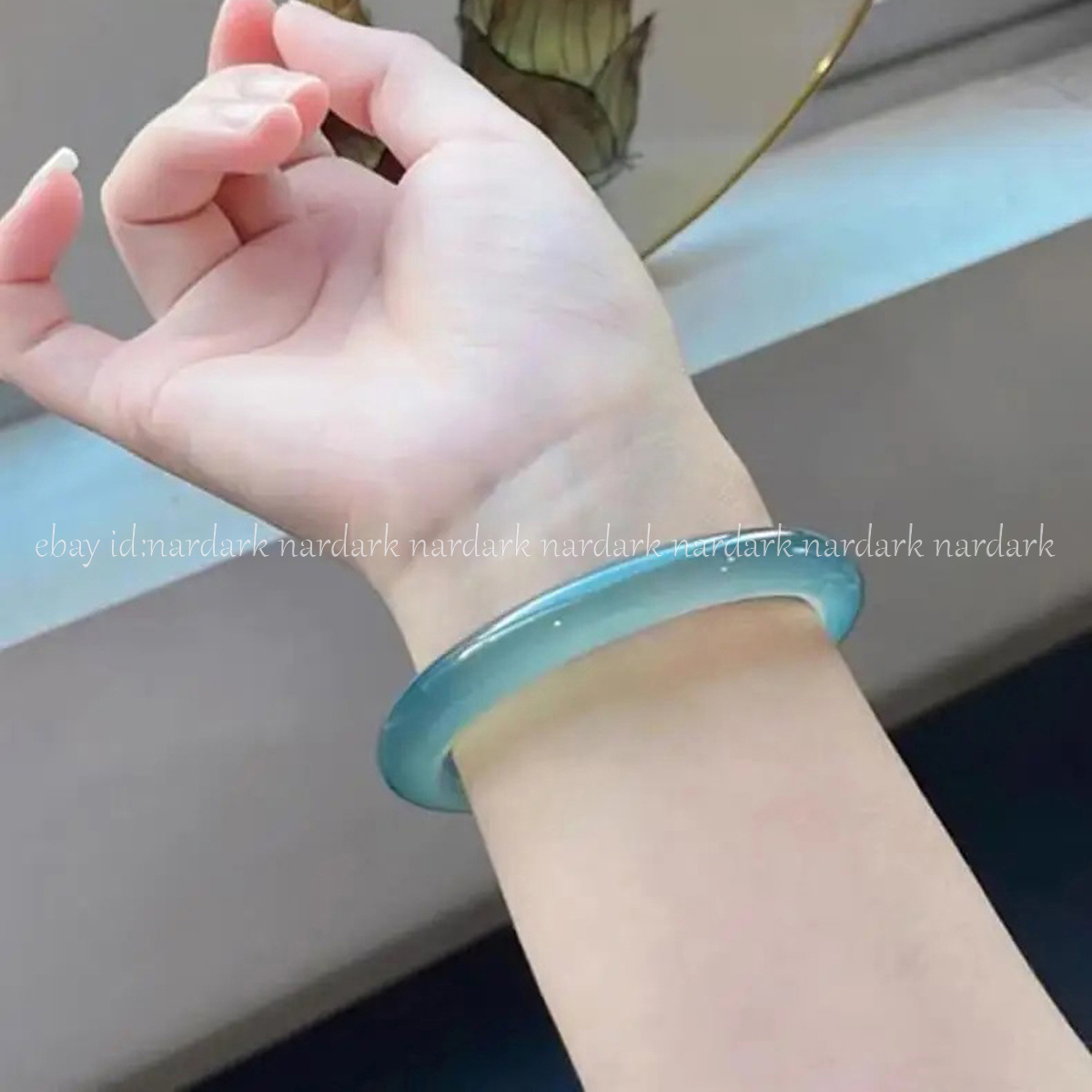 Natural Blue Aquamarine Bracelet Bangle Chinese Traditional Women Jewelry52-62mm - Picture 10 of 11