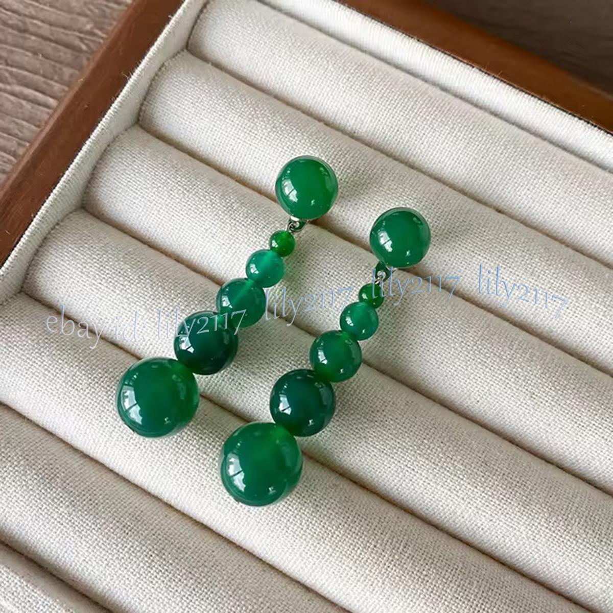 White Shell Pearl Natural Jade 4-12mm Round Gemstone Beads Dangle Stud Earrings - Picture 10 of 13