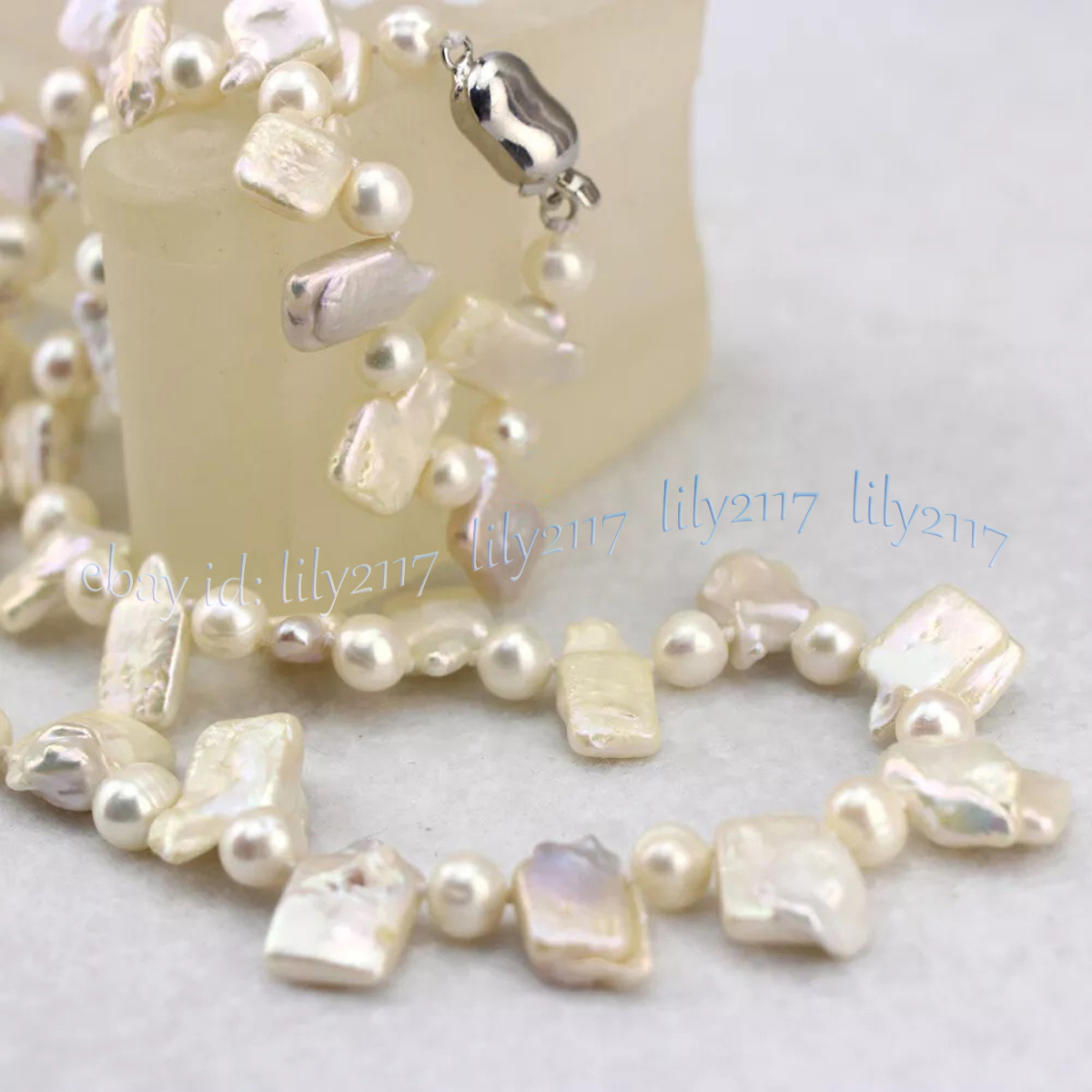 10-18mm Natural Unique Irregular White Freshwater Baroque Pearl Necklace 14-48in