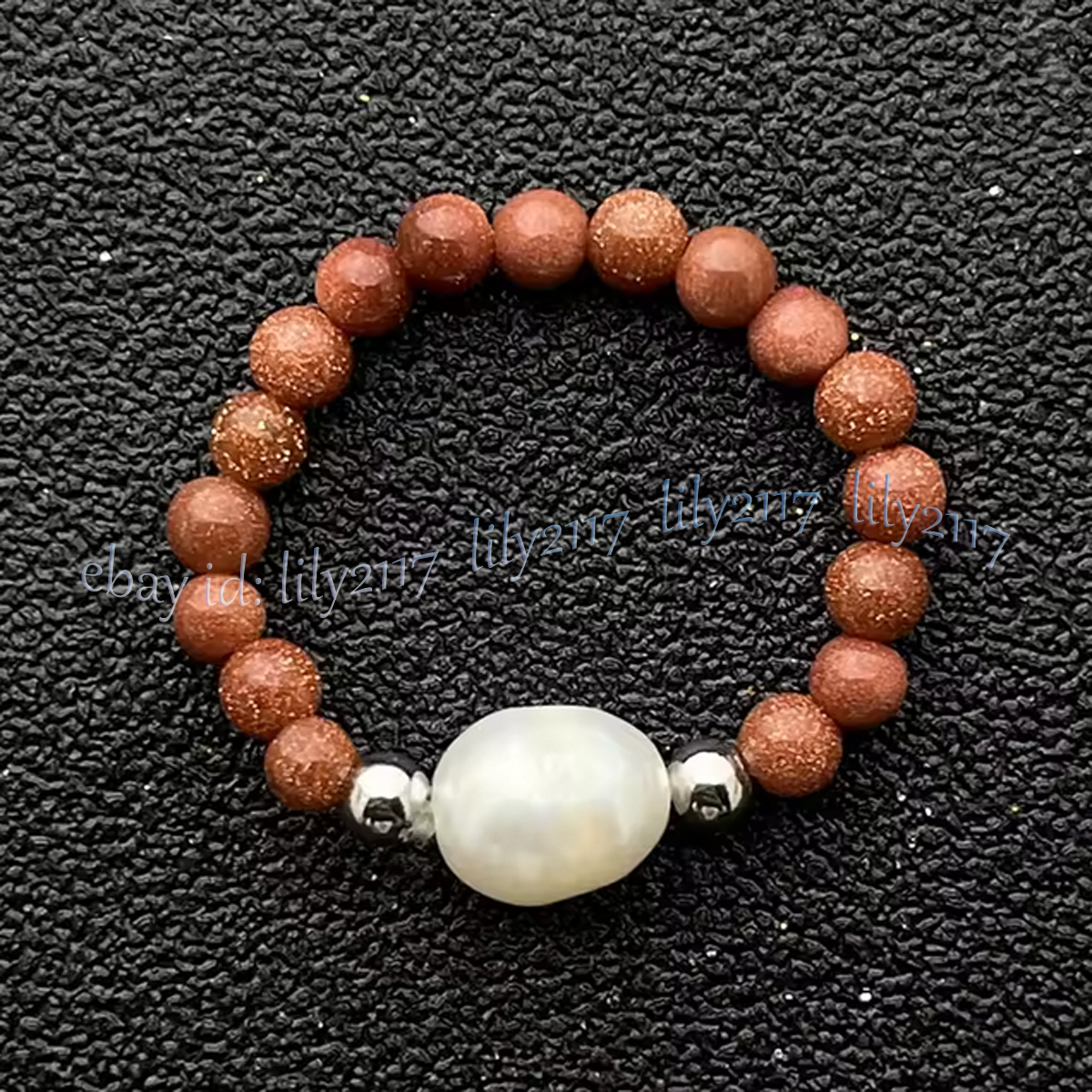 4mm Natural Gemstone Beads White Rice Pearl Adjustable Stretchy Finger Rings - Picture 19 of 34