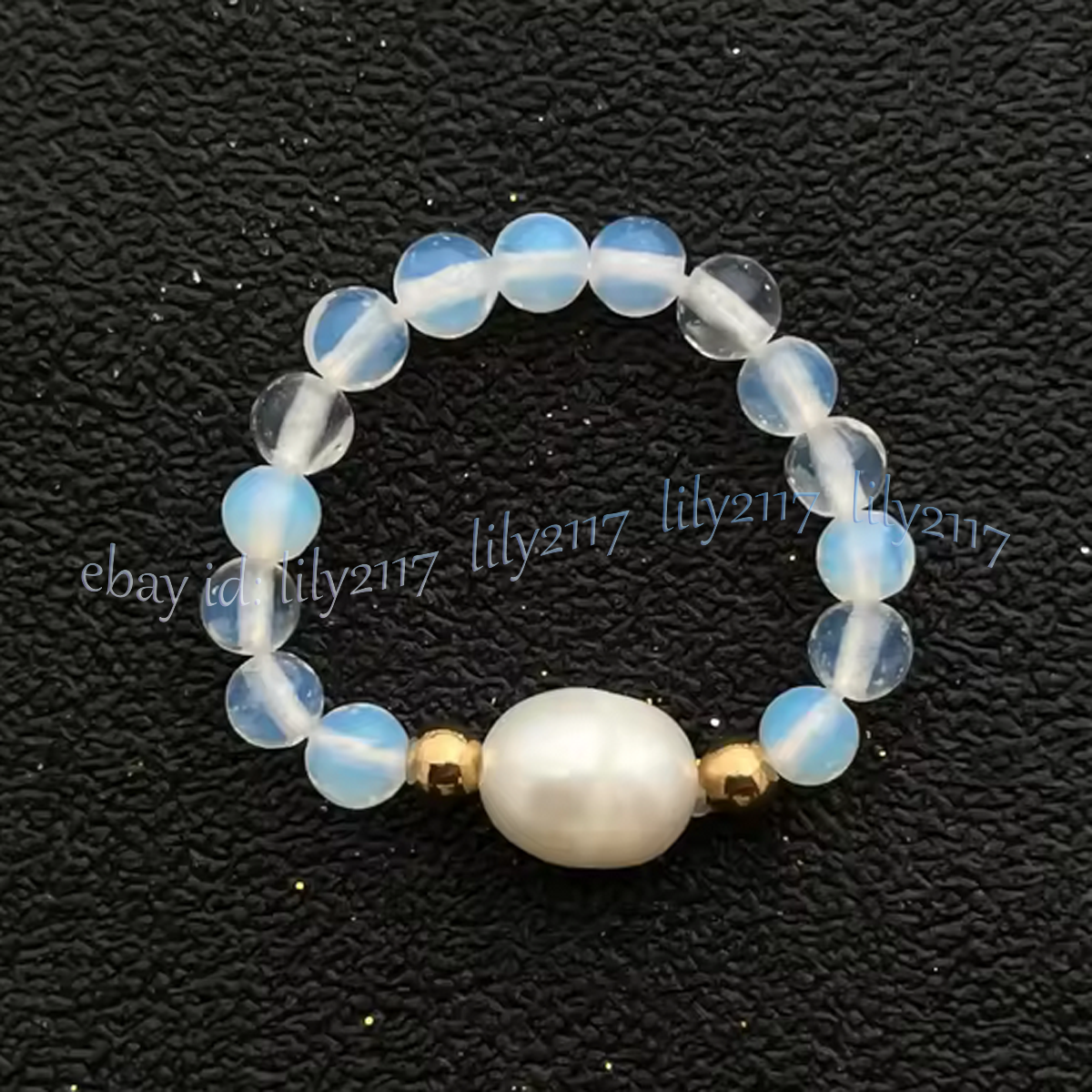 4mm Natural Gemstone Beads White Rice Pearl Adjustable Stretchy Finger Rings - Picture 24 of 34