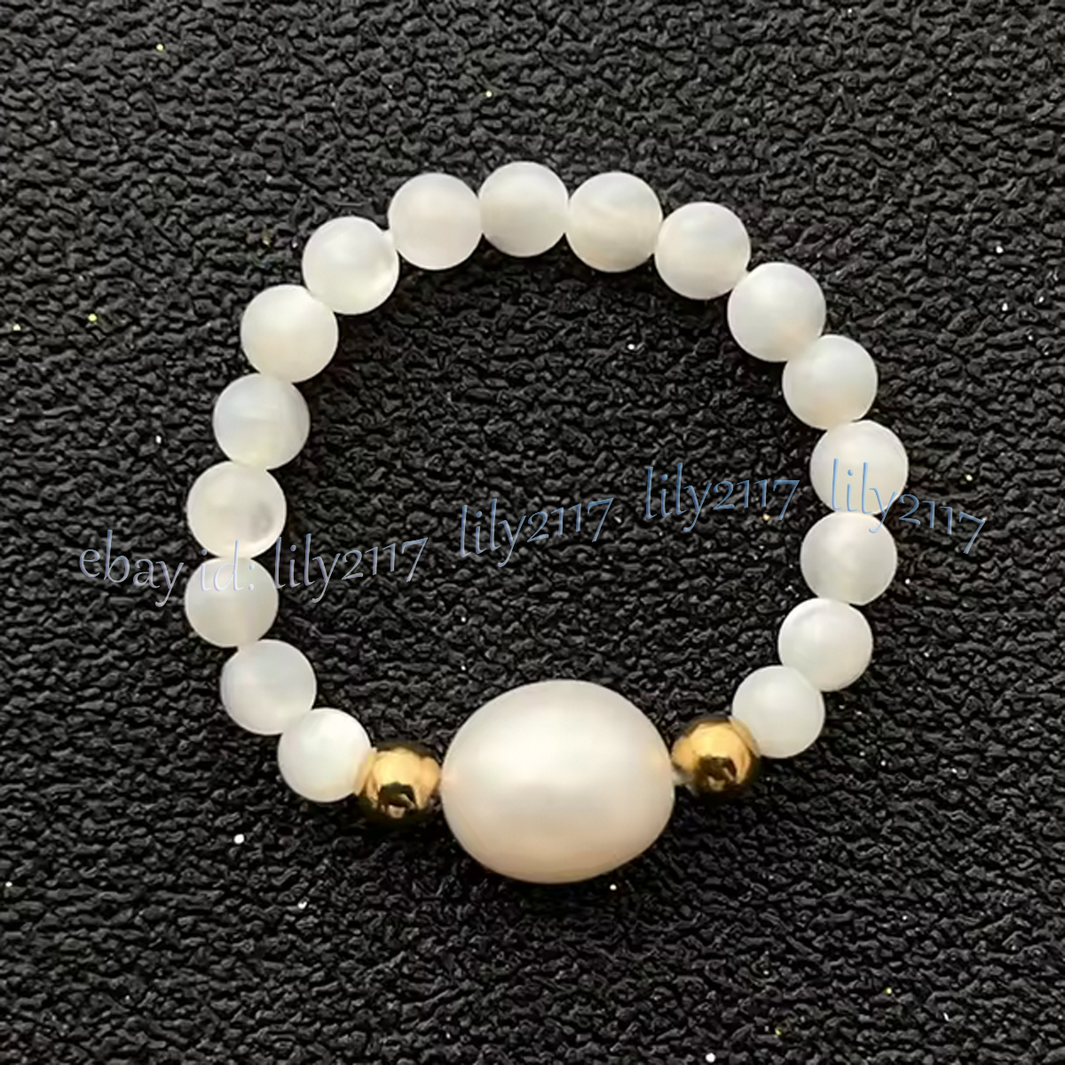 4mm Natural Gemstone Beads White Rice Pearl Adjustable Stretchy Finger Rings - Picture 28 of 34