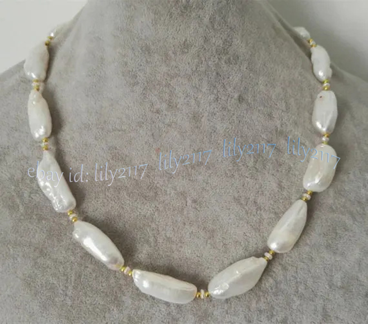 Unique 9x22mm Real Natural White Freshwater Baroque Biwa Peal Necklace 14-36inch