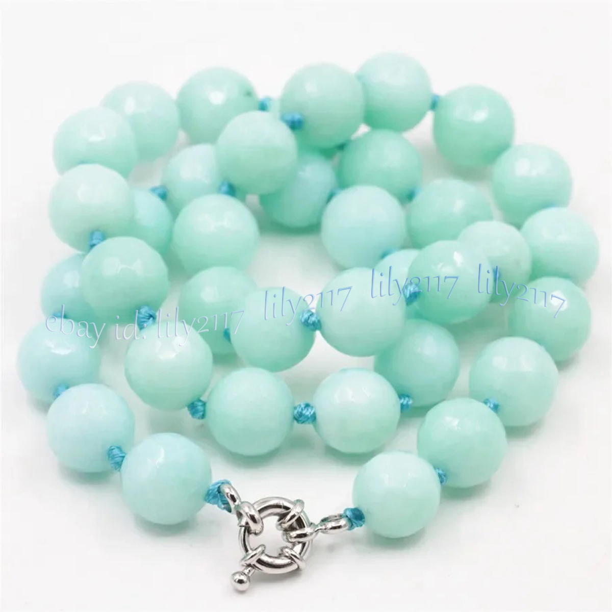 Natural Blue Amazonite Round Gemstone Beads Necklaces 16-48 inch 6/8/10/12/14mm