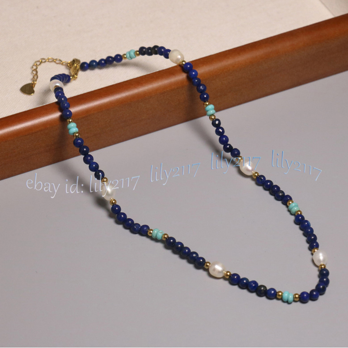 4mm Natural Lapis Lazuli Gemstone Beads Turquoise White Pearl Necklace 14-36 in