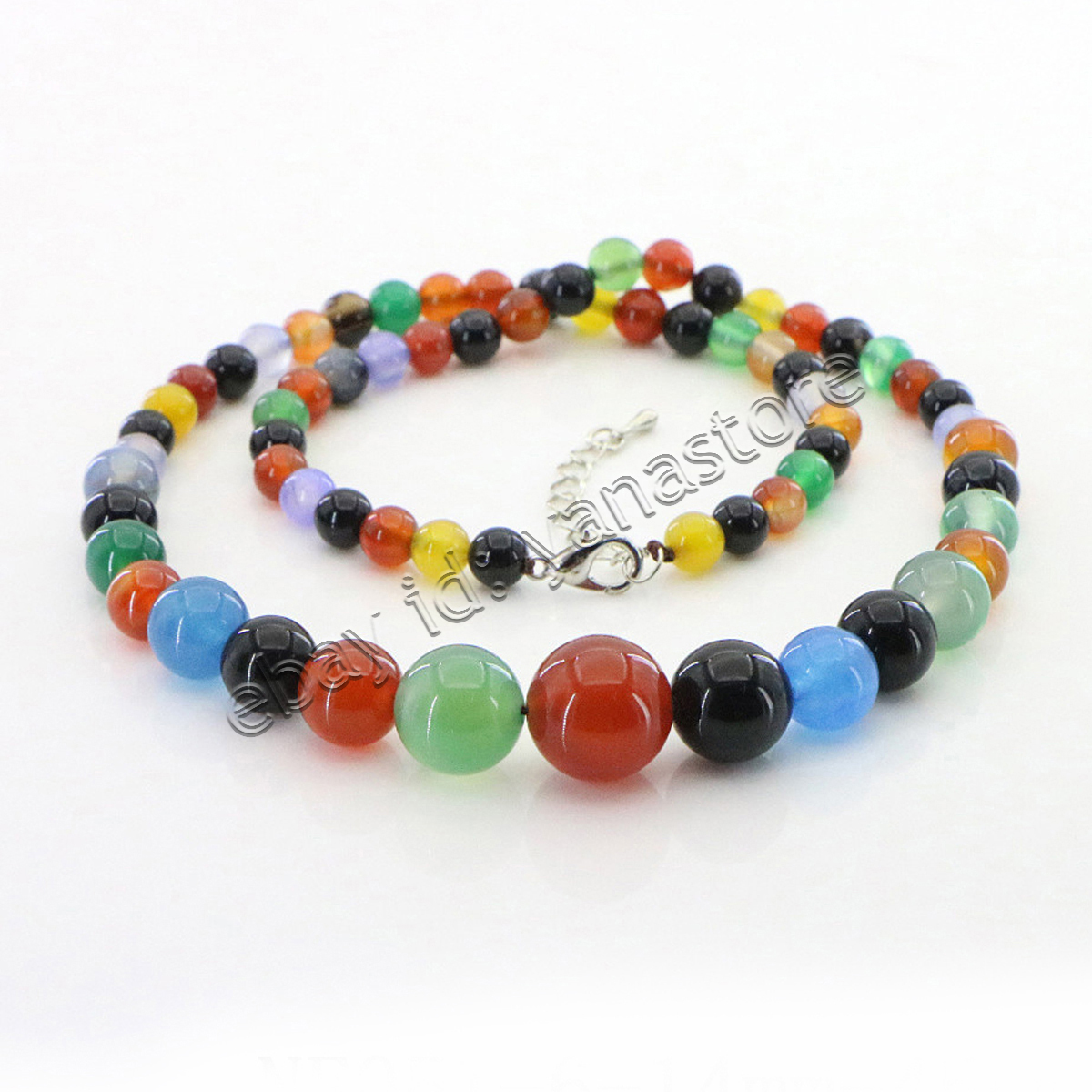 Fashion 6-14mm Mehrfarbig Jade Edelstein Rund Perlen Abschluss Halskette 18 Zoll - Bild 72 von 116