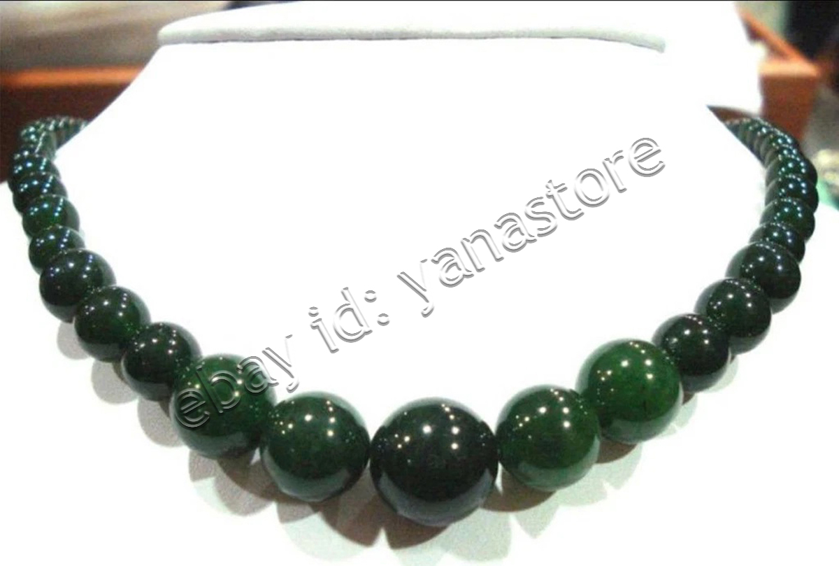 Fashion 6-14mm Mehrfarbig Jade Edelstein Rund Perlen Abschluss Halskette 18 Zoll - Bild 94 von 116